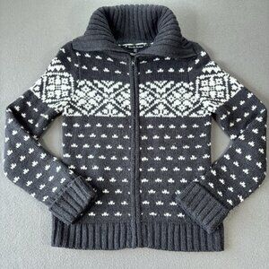 Alexandra Bartlett Womens M Full Zip Cardigan Sweater Nordic Fair Isle Cozy Knit